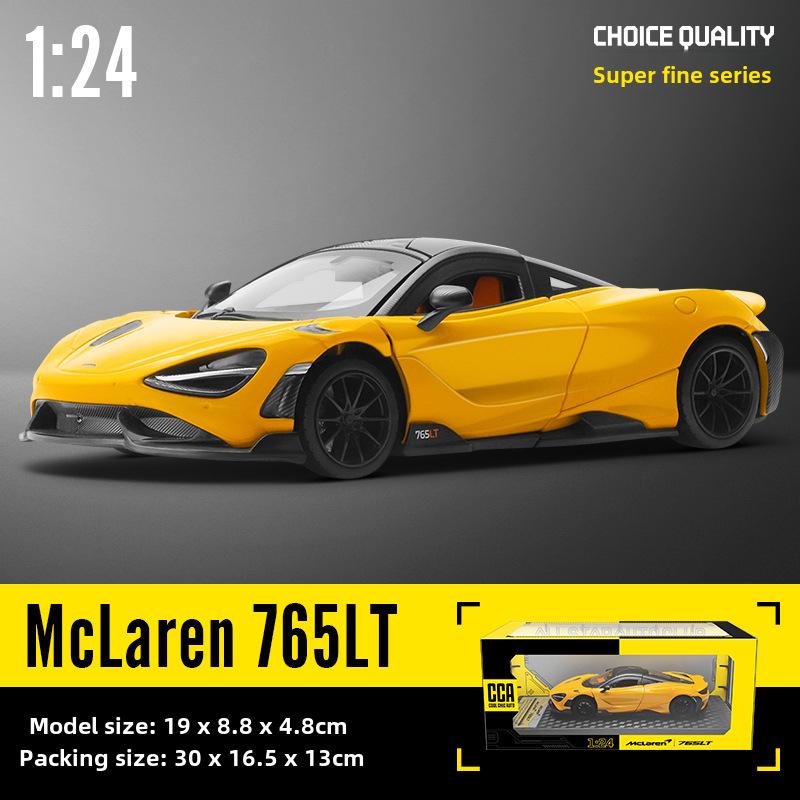 

1:24 Модель автомобиля McLaren 765LT Alloy – модное коллекционное украшение, популярное на Douyin жёлтый