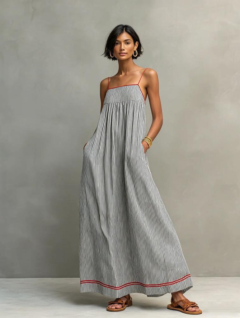 2026 European and American summer fashion casual suspender sleeveless long dress women's clothing