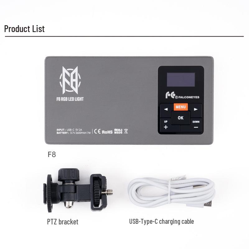 

Sharp Eagle F8 Pocket LED Light for Photography & Videography: RGB Full-Color On-Camera Fill Light with Special Effects.