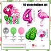 46pcs Flamingo Hawaii Theme Balloon Set Rose Red Digital Balloon 0-9 Leaf Balloon for Birthday Party Anniversary Decoration