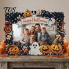 Indoor Holiday Table Decor Halloween Wooden Photo Frame, Pumpkin Ghost Cat Cutout Picture Autumn Tabletop Decoration Holder, Double-sided for