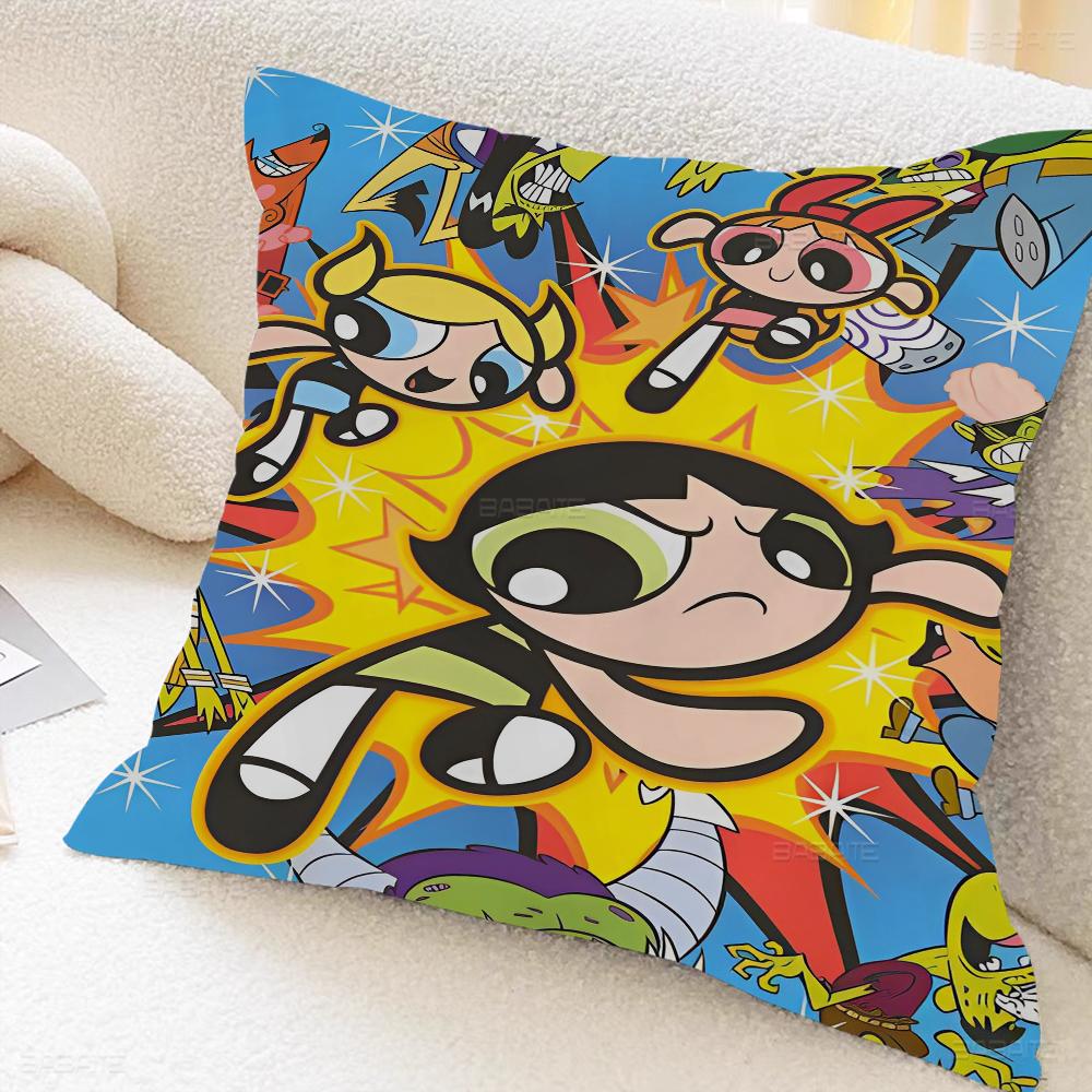 The Power-puff-Girls Decorative Room Aesthetics Pillow Case Home Decor Bedroom Sofa Bed Couch Pillow Cover 45x45