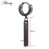Alisouy 2PCS Stainless Steel Star Cross Snake Spike Skull Sword Blade Chain Feather Spider Dangle Women Men Huggie Hoop Earrings