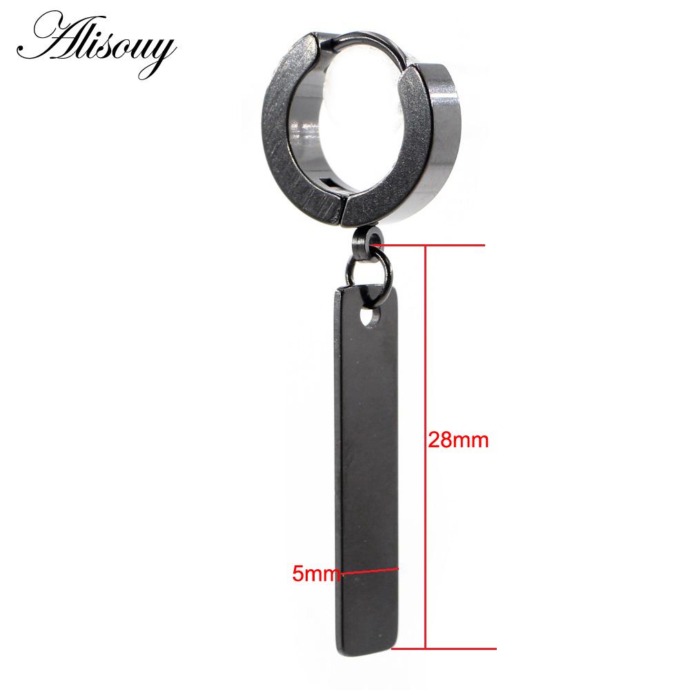 Alisouy 2PCS Stainless Steel Star Cross Snake Spike Skull Sword Blade Chain Feather Spider Dangle Women Men Huggie Hoop Earrings