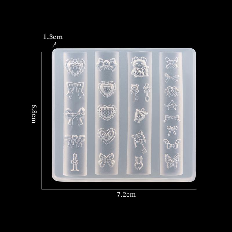 3D Bowknot Silicone Nail Mold Flower Petals Butterfly Heart Diy Design Manicure Template Carving Nail Art Stencil Tool
