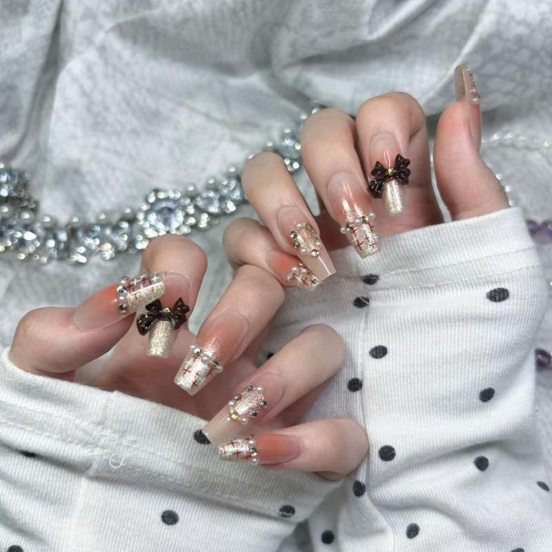 Hand-Painted Coco Style Autumn/Winter Nails: Elegant, Versatile, Removable Stickers for a Skin-Brightening Look