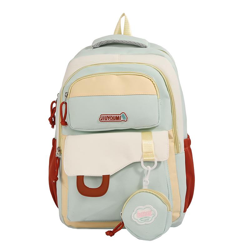Large Capacity Girls Backpack Color Contrast Student Schoolbag