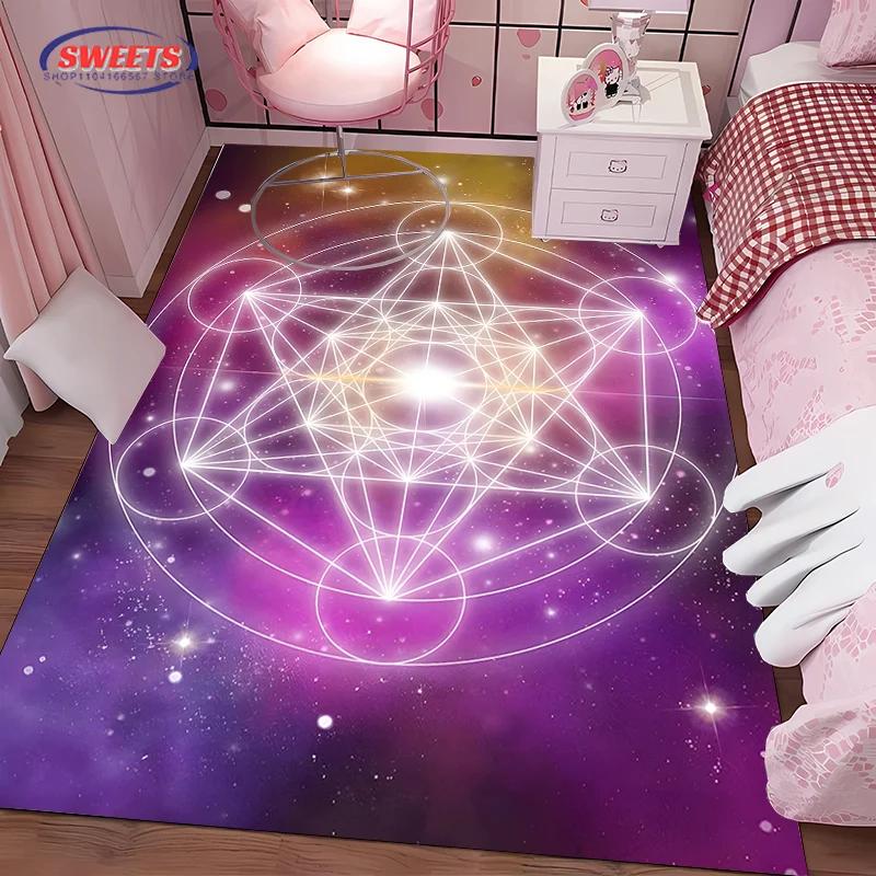 Neue Produkte schnell versandt! 3D Heiliger Metatron-Würfel Muster Teppich Wohnzimmer Teppich Schlafzimmer Sofamat Kinder Rutschfeste Bodenmatte