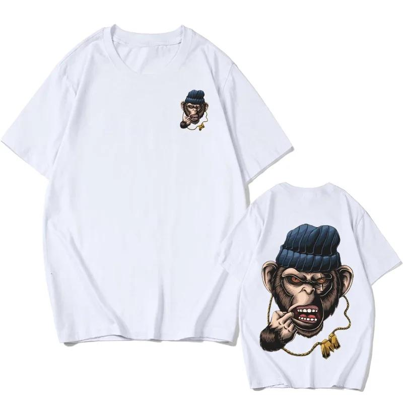 Men's Animal T-Shirt Hip Hop Monkey Print Everyday Versatile Everyday Casual Short Sleeve European Size T-Shirt Street Harajuku