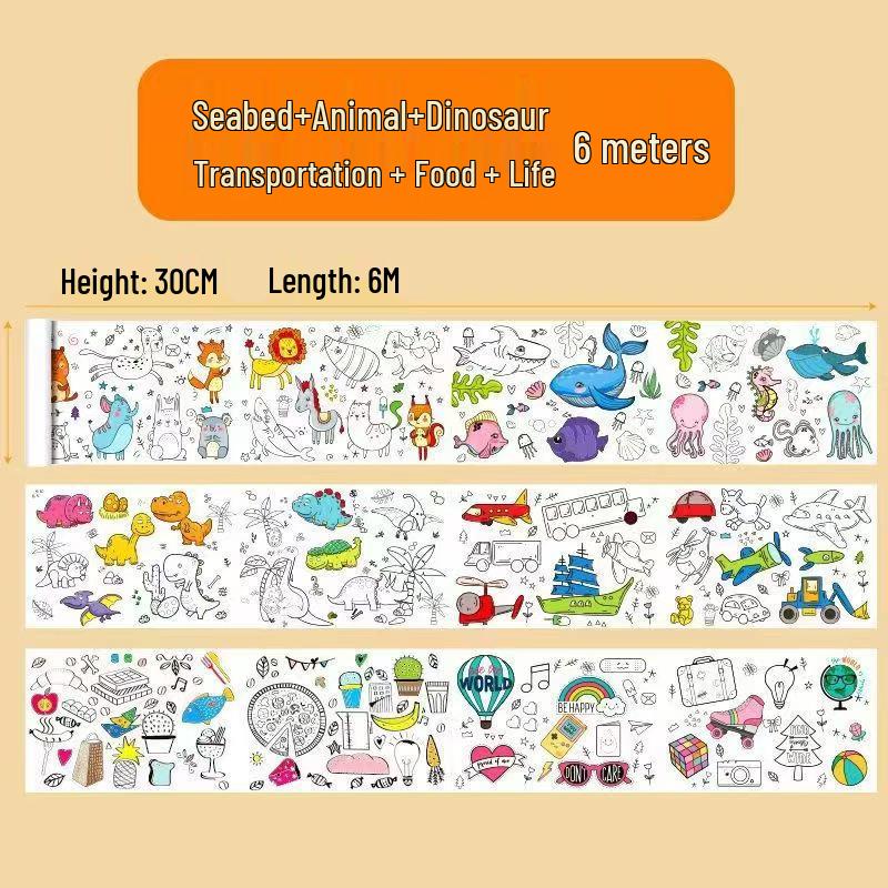 Extra-Large Children's Graffiti Coloring Scroll: Durable Drawing Paper for Kindergarten and Babies