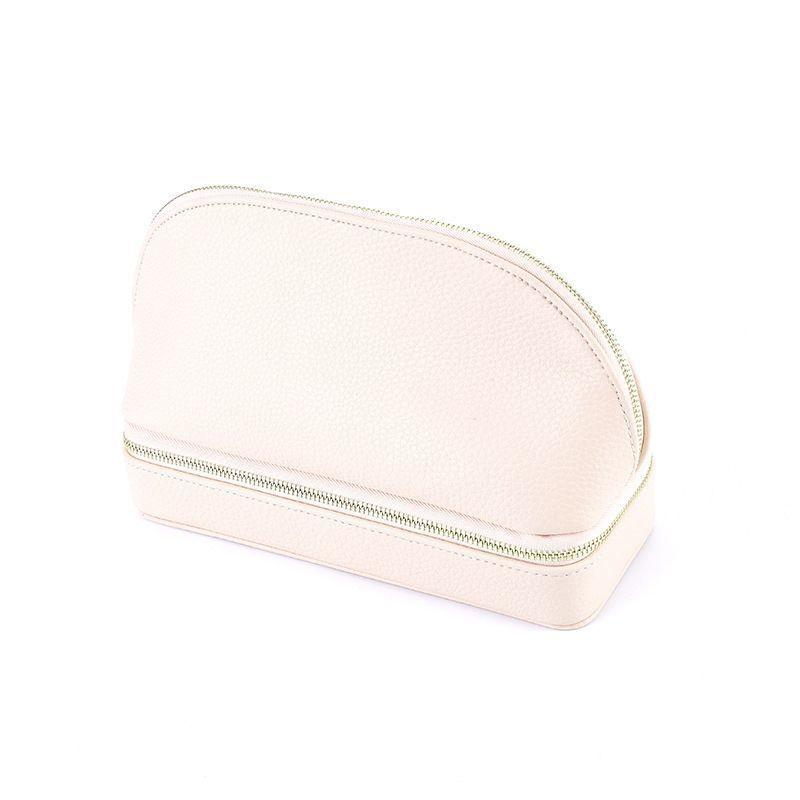 2 in 1 Make-up-Tasche mit Schmuck-Organizer-Etui PU-Leder Vielseitig Damen Reise Schmuckhalter Organizer Kosmetikpinsel-Etui