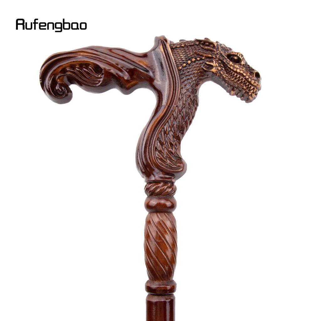 Dinosaur Brown Wooden Fashion Walking Stick Decorative Vampire Cospaly Party Wood Walking Cane Halloween Mace Wand Crosier 93cm