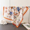 Luxury Square Silk Scarf for Women Floral Butterfly Print Bandana Fashion Shawl Hair Scarves Bag Ribbon for Beach Travel Daily