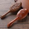 Hand Carved Sandalwood Comb Oval Shape Wooden Air Cushion Comb Styling Brush Fine-Toothed Scalp Massage Brush
