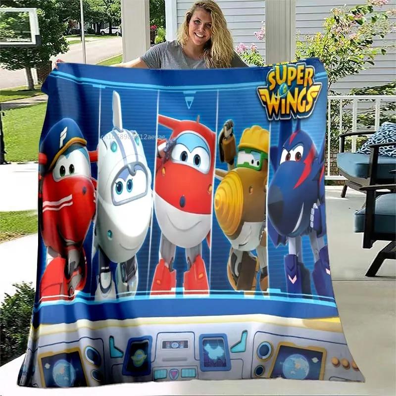 Super Wings Blanket Cartoon Child Flannel Throw Blankets Micro Fleece Cozy Plush Covers for Bed Car and Home Decoration