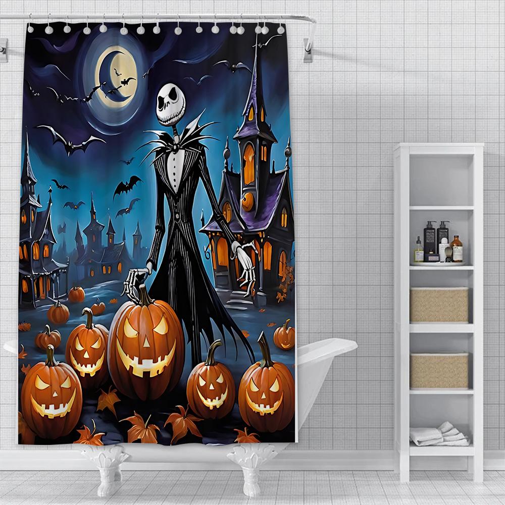 Dusche Jack Skellington Vorhang Wasserdicht Polyester Stoff Farbe Bunt Badezimmervorhänge Haus Badezimmer Dekor Vorhang Mit Haken