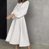 Spot French Temperament Sexy Backless Dress European American Spring Women's Party Bubble Sleeve Long
