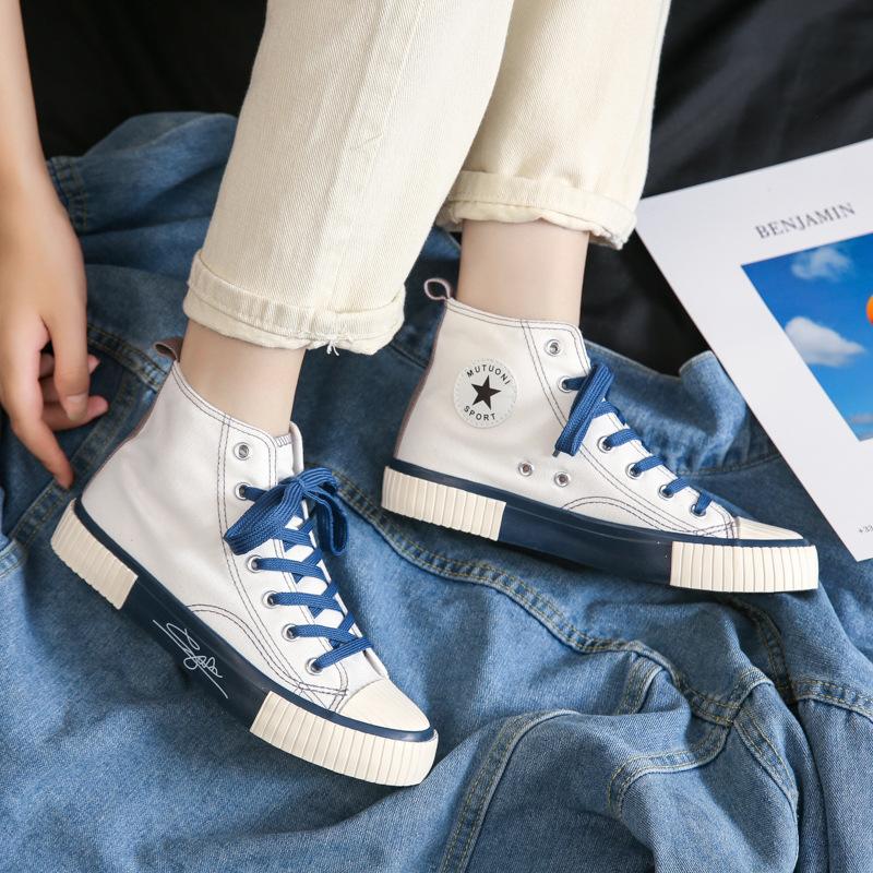 Spring High-top Canvas Shoes Women's Secondary Rubber Shoes Student Board Shoes Street Shooting Trendy Shoes