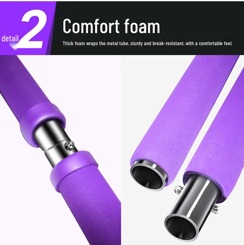 Women's Pilates Bar with Foot Pedal & Elastic Resistance Band for Home Fitness