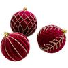 3pcs 8cm Wine Red Flocked Christmas Ornaments Christmas Tree Decorations Plastic Christmas Ball Festive Party Supplies For Home