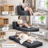Floor Sofa, Upholstered Couch, Convertible Into Mattress, Foam, Cushion, Dark Grey