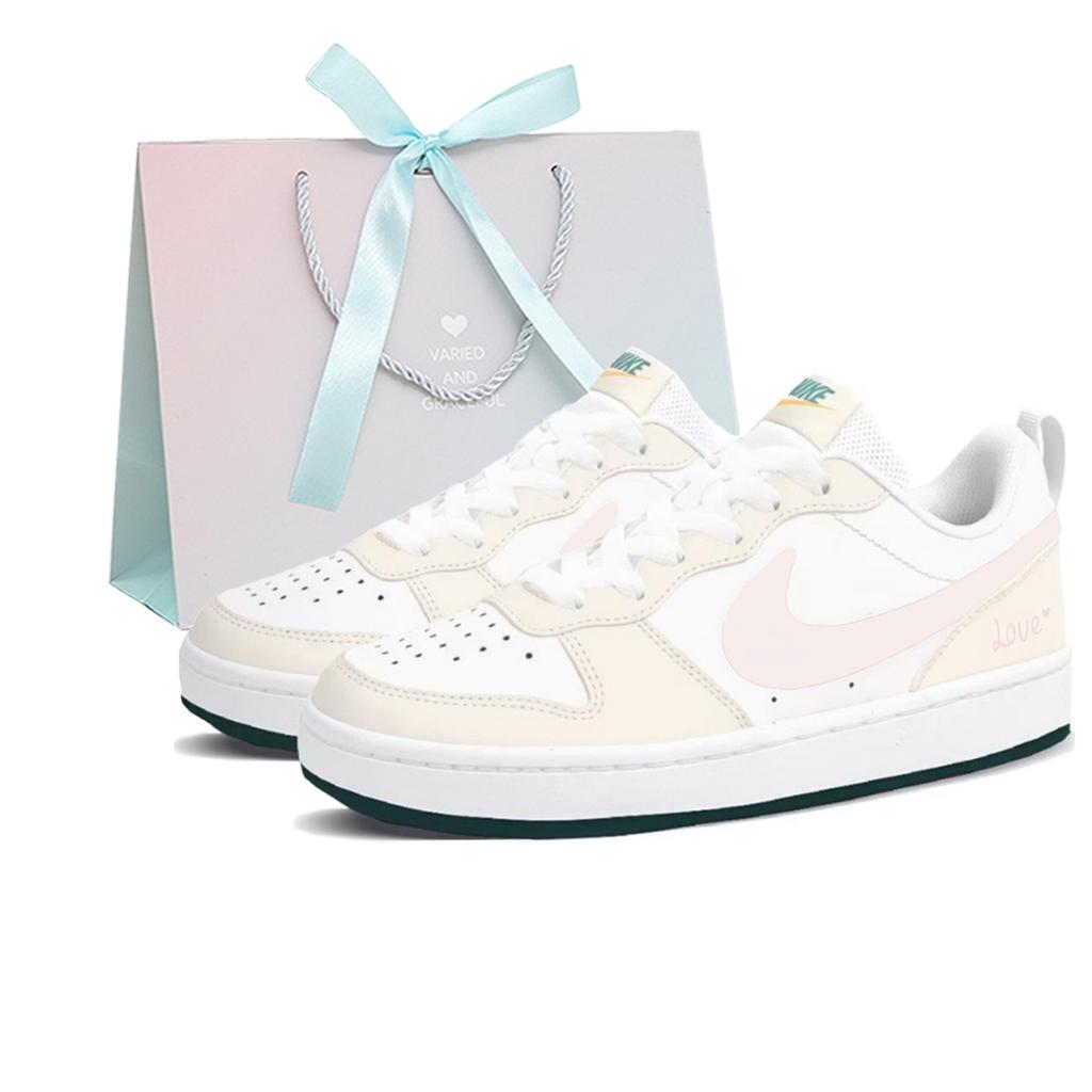 Nike Court Borough 2 Leather Abrasion Resistant Slip Resistant Low top Skateboard Shoes Women's Pink BQ5448-017(Team667-SBOX)