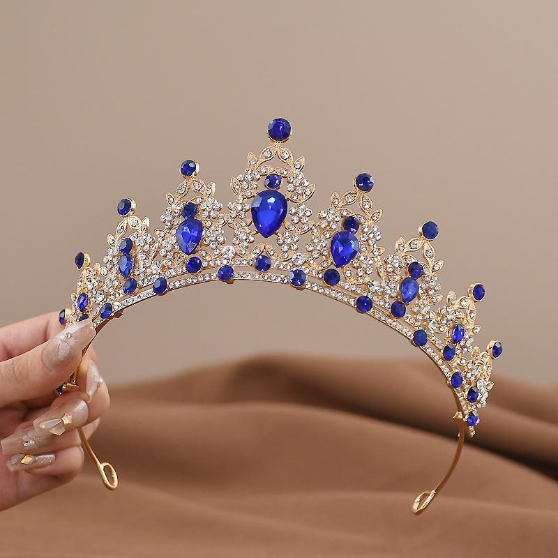 European  Asian Alloy Bridal Crown Rhinestone Headband Wedding Headdress