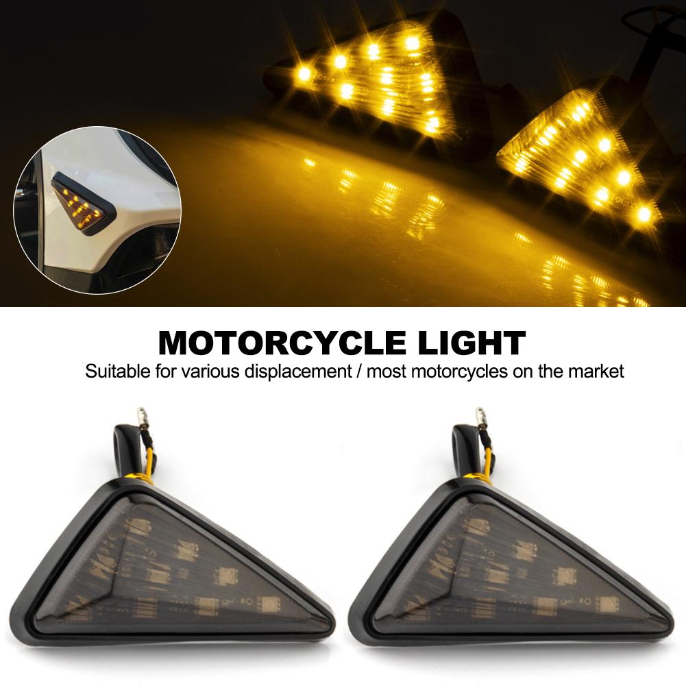 2Pcs Motorcycle Turn Signal Lights Triangle Indicator Blinker Side Lights Motorbikes Yellow