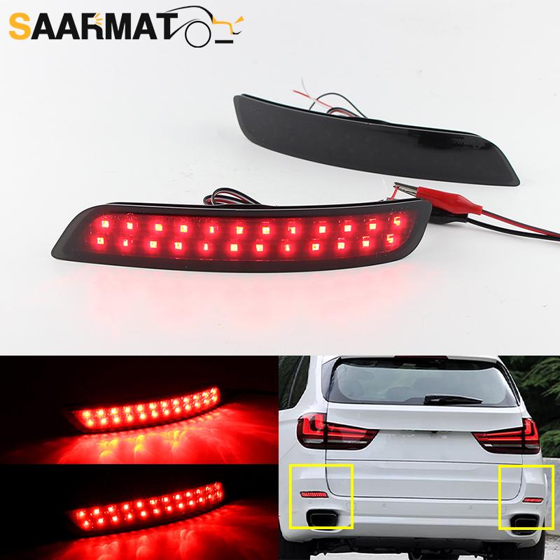 2Pcs For BMW X5 F15 14-18 LED Smoke Lens rear Bumper Reflector Light Fog/Running Signal Lamp Lamp OEM#6314784759 Car Accessories