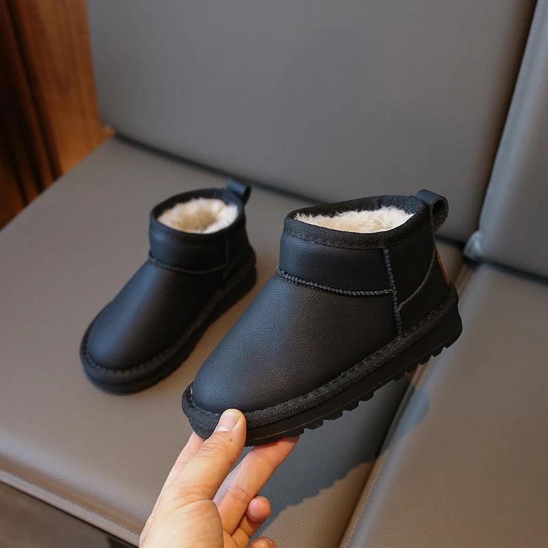 2024 Kinder Warmhalten Schneestiefel für Mädchen Jungen Winter Neue Mode Weich Bequem Rutschfest Lässig Vielseitig Schicke Schuhe