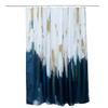 Elegant Abstract Watercolor Shower Curtain - Quick-Drying, Waterproof Polyester,Blue, White & Gold Design