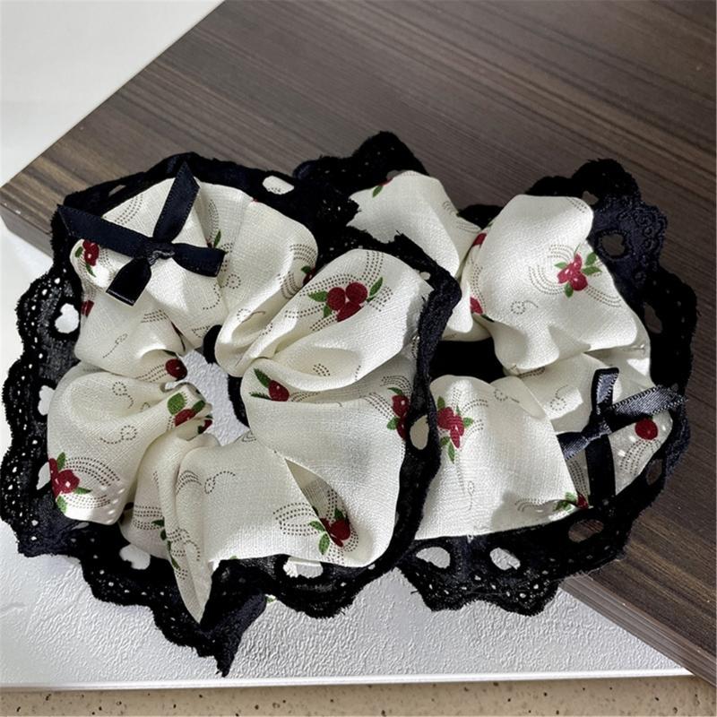 Elaborate Lacework Hair Tie for Women Hair Rings Bows Scrunchies Black