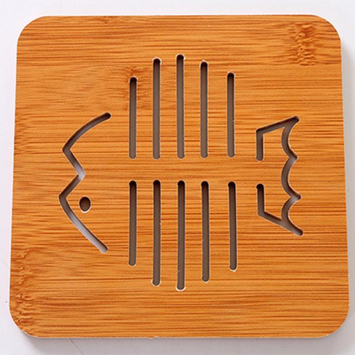 Large Cute Wooden Cartoon Anti-Slip Table Mat and Coaster Set