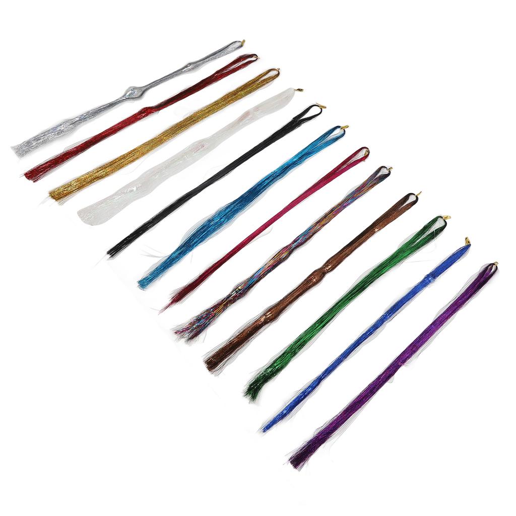 Colorful Hair Tinsel Extensions Kit PET Decoration Braiding Glittering Hair Tinsel Kit for Daily Life