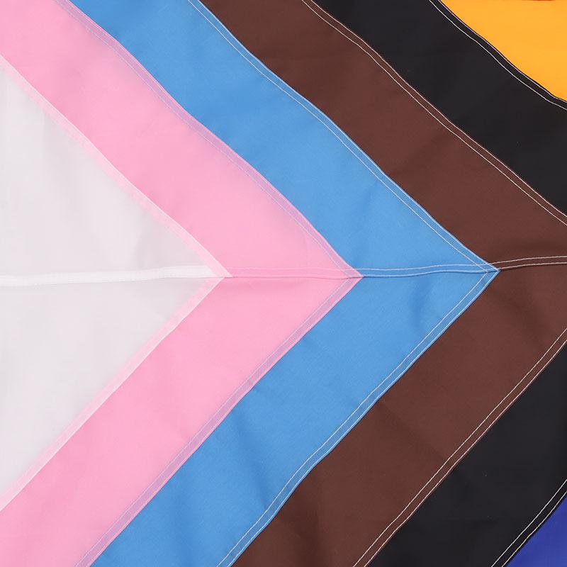 Bandiera Arcobaleno Progress Pride Bandiera Mese dell'Orgoglio Gay Lesbico LGBT Colore Vivace Resistente allo Sbiadimento Tela di Poliestere Intestazione Cucita Doppia