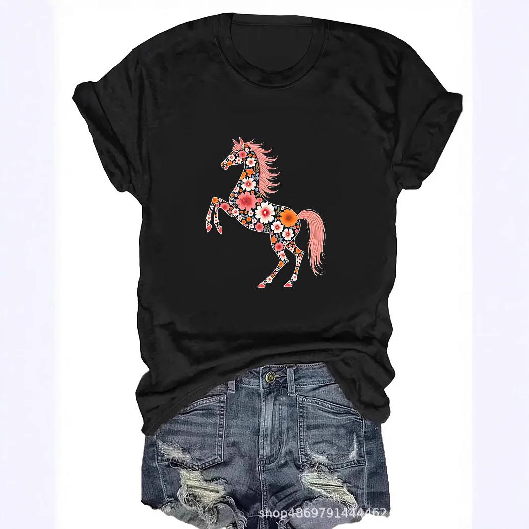 

Cross-Border Women s Round Neck Fashion T-Shirt M рожевий