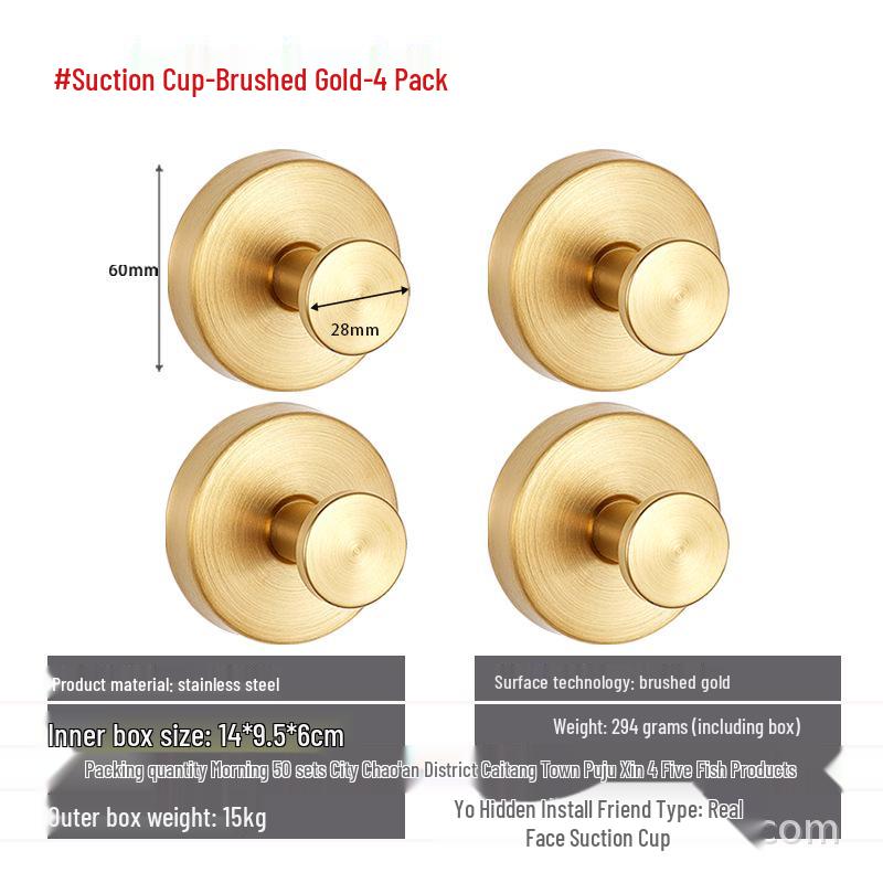 Stainless Steel Traceless Vacuum Suction Cup Hook for Kitchen and Bathroom Towels