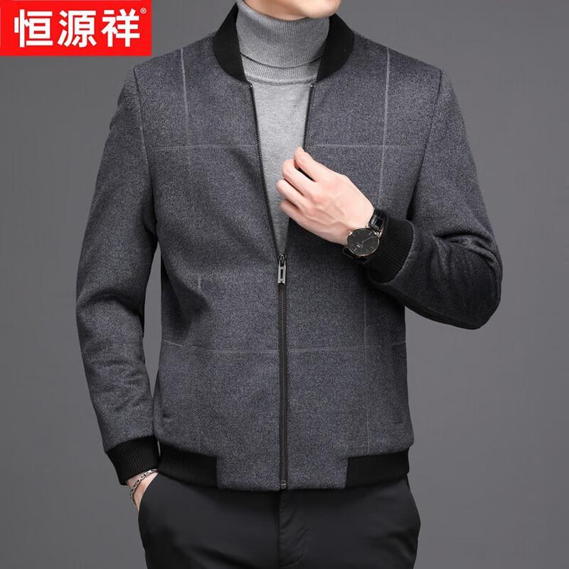 Hengyuanxiang Men's Thickened Wool Blend Lapel Jacket