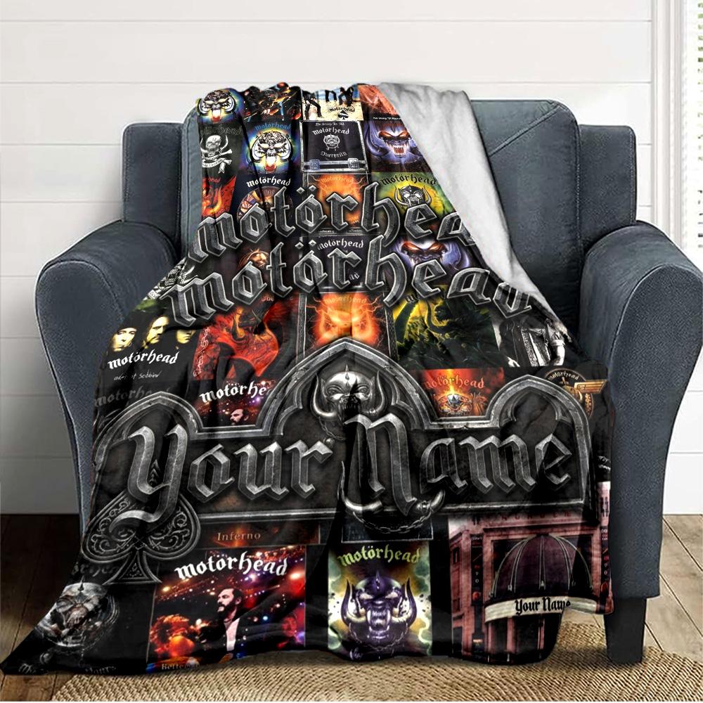 Name Custom Motörhead Print Flannel Blanket High Quality Warm Comfortable Cover for All Seasons Perfect for Gifts Home Decor