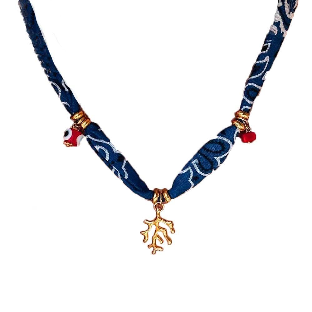 Bohemian Cloth Wrap Scarf Necklace Stainless Steel Charm Pendant New Beach Jewelry