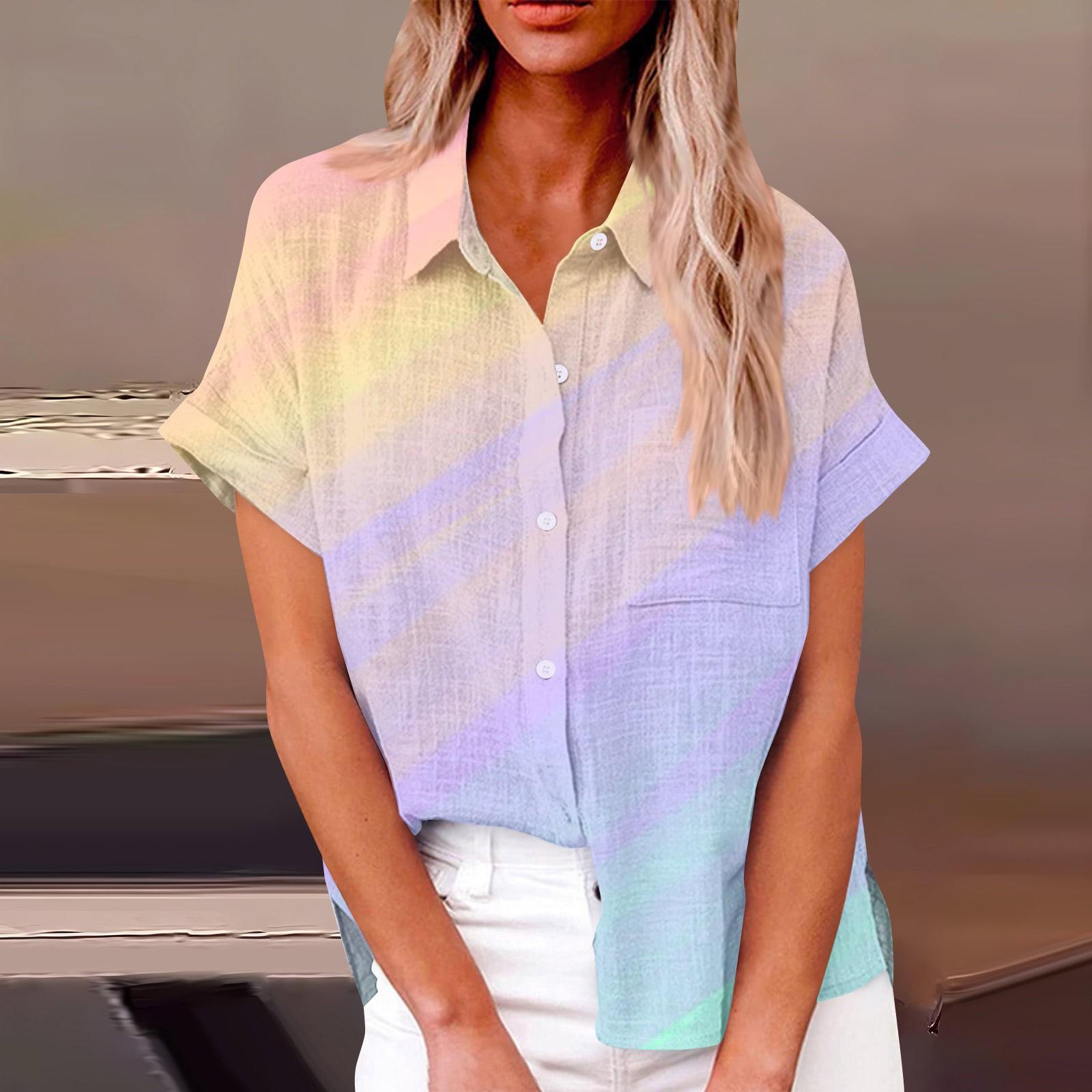 

Женский модный повседневный топ на пуговицах с рукавом три четверти с градиентным принтом и лацканами L бежевый