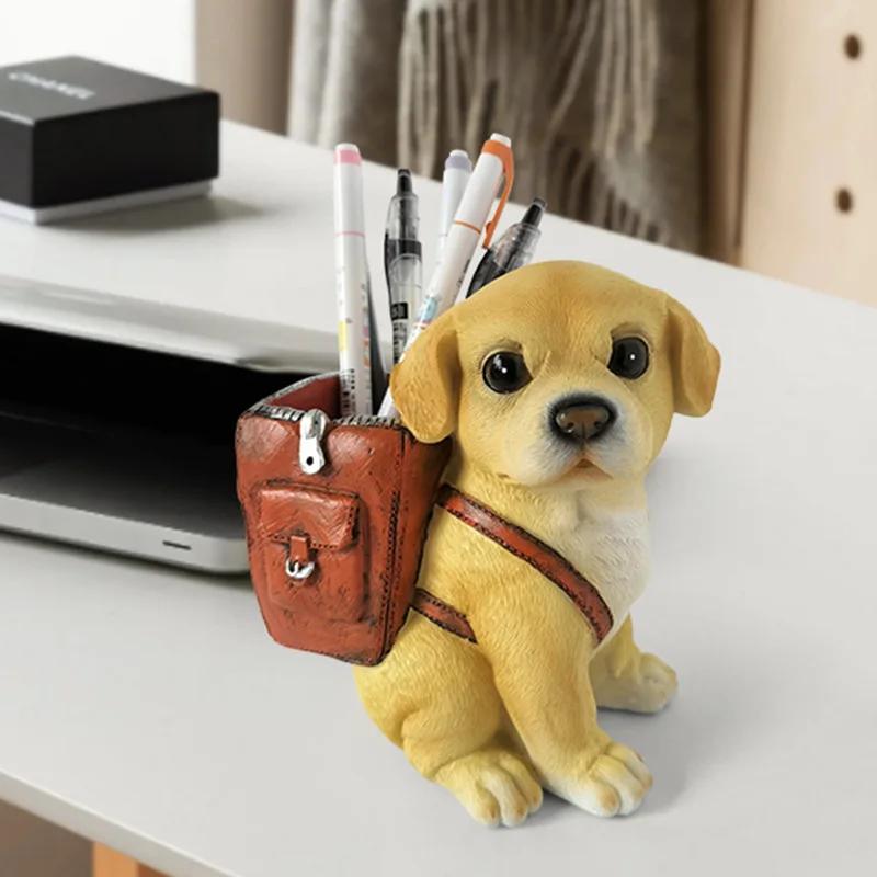 1pc Dog-shaped Desk Organizer, Abs Material, Backpack Design, Creative, Polished Finish, Portable, Unique, With Pen Holder
