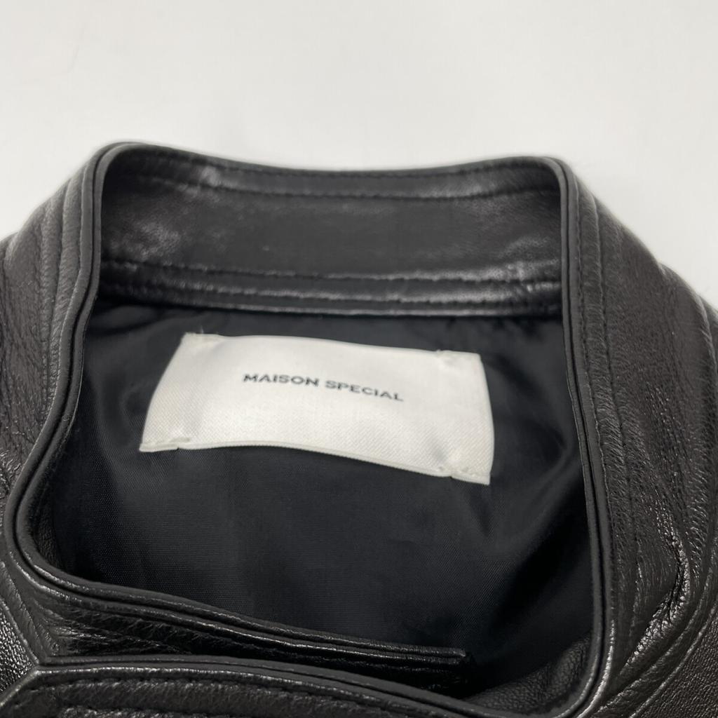 MAISON SPECIAL Black 11241211502 Dress-Fit Sheep Leather Single Rider Jacket Jacket 2 blackUsed