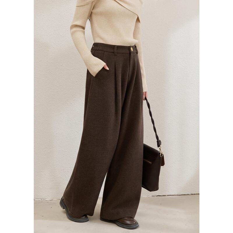 Mishow Women's High-Waist Wool Blend Wide-Leg Trousers
