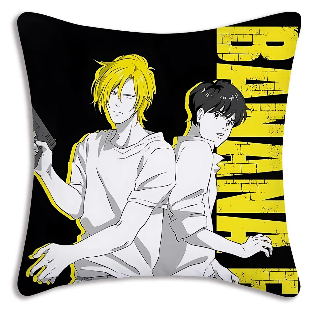 Anime Bananas F-Fish Pillow Covers Cartoon Sofa Decorative Home Double-sided Printing Short Plush Cute Cushion Cover
