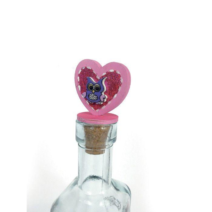 Wooden Bottle Stopper Heart 5 Cm
