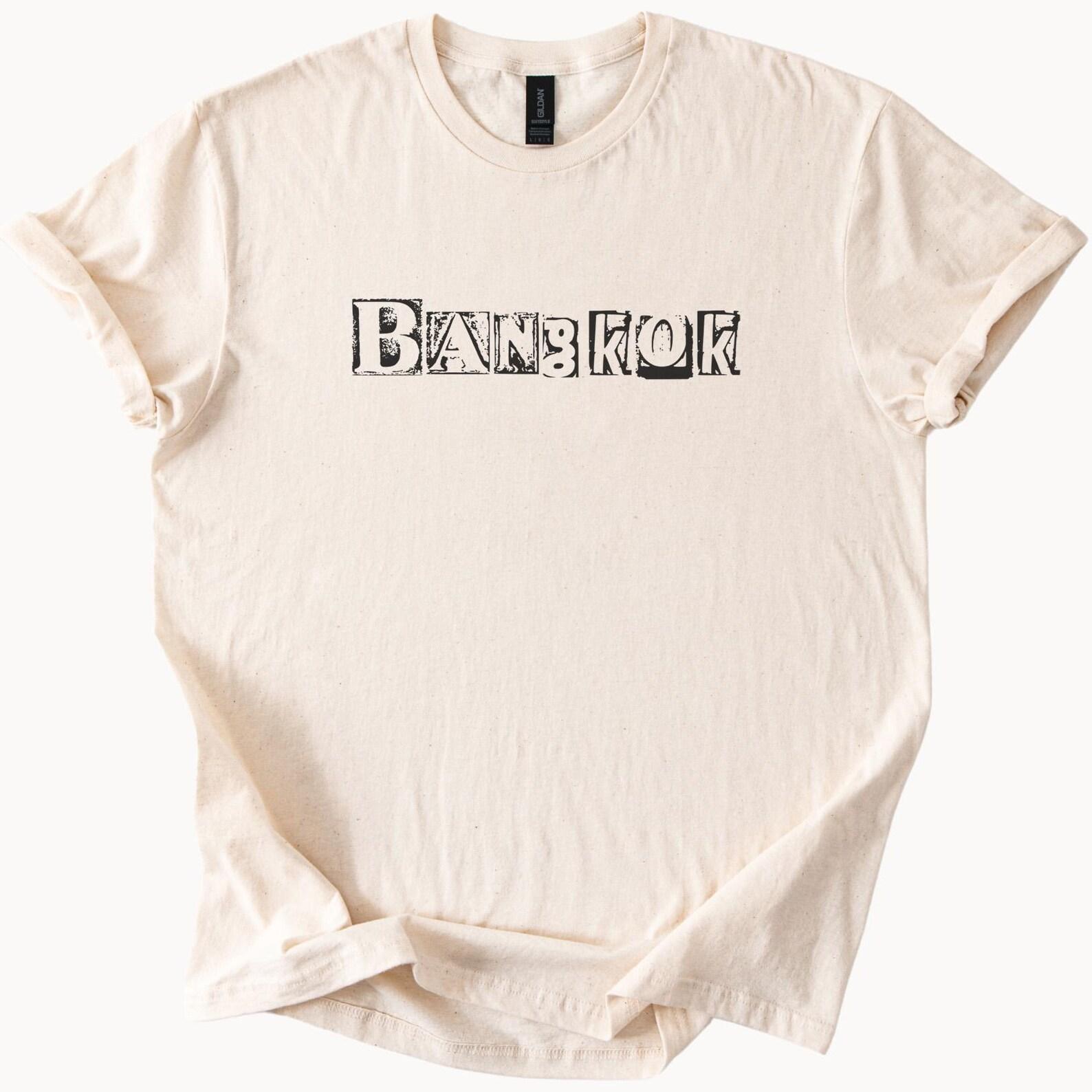 Bangkok Graphic T Shirt Unique Distressed Lettering City Name Tee Urban Thailand Souvenir Shirt Cool Travel Gift Graphic Top 120