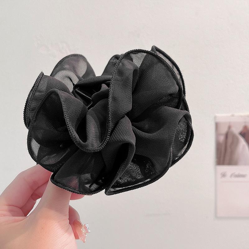 New Mesh Hairpin for Women Summer Shark Hairpin Ladies Simple Headwear Sweet Fabric Flower Clip чёрный