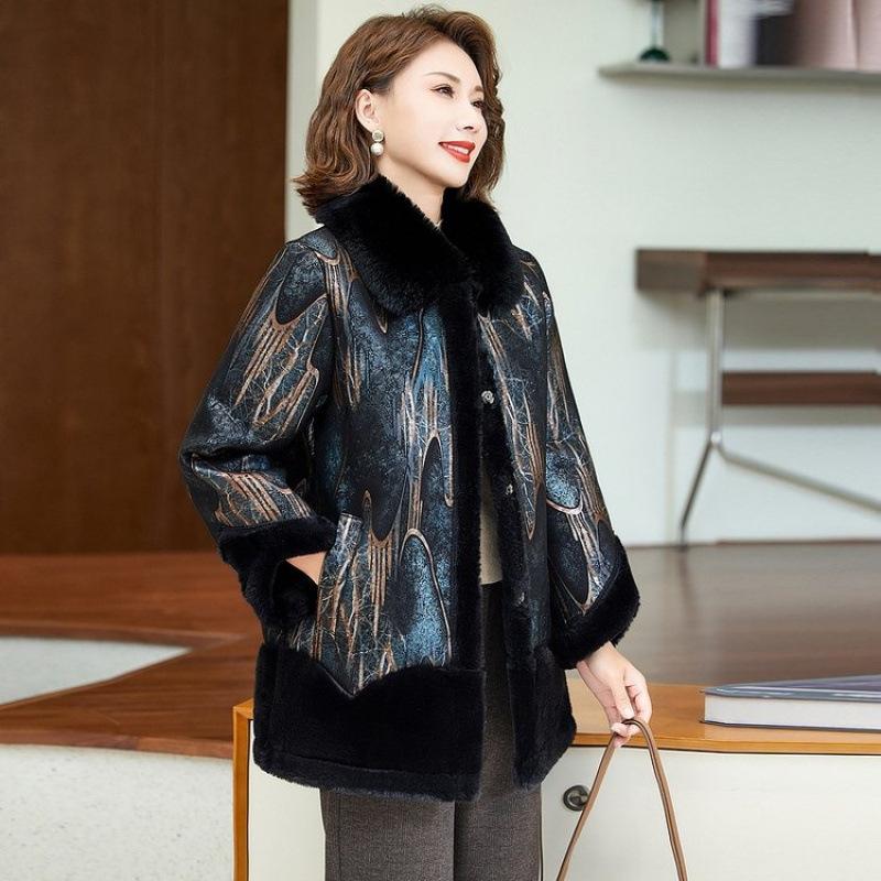 

Благородный темпераментный пуховик с флисовой подкладкой, теплое пальто с меховым воротником большого размера, женское свободное пальто из искусственного норкового флиса 5XL [recommended 150-80kg] темно-зеленого