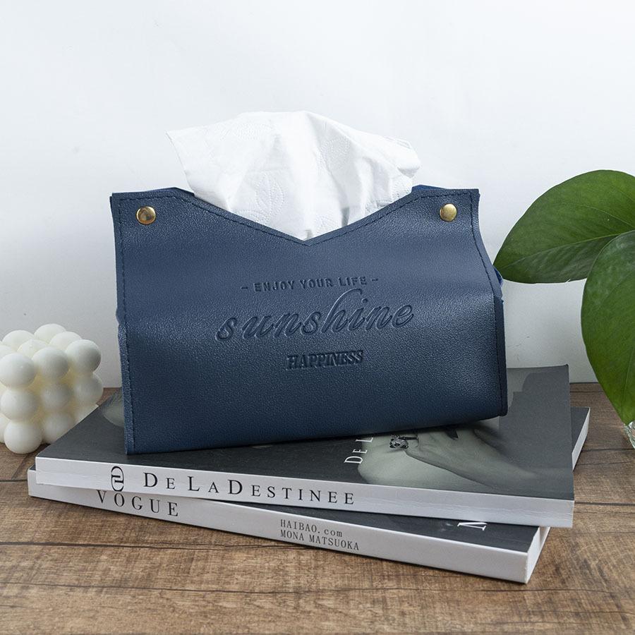 

Elegant Leather Tissue Box Foldable Napkin Holder Living Room Decor Car Tissue Case Holder Storage Hotel Household Wet Tissue Ca синий